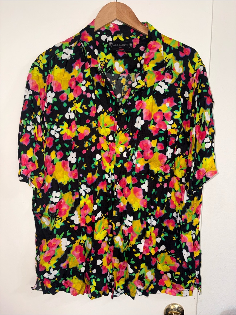 AllSaints Marino Relaxed Fit Floral Short Sleeve Button-Up Shirt Floral XXL